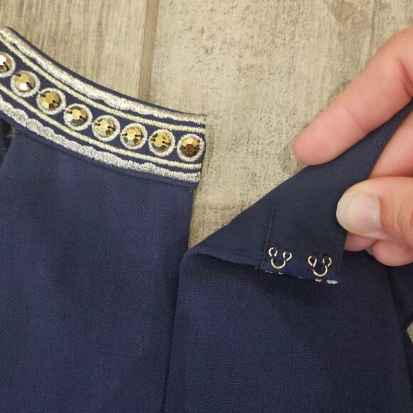 Lilly Pulitzer Benita Embellished Shift Dress Women 10 Blue Cocktail Preppy Glam - Picture 12 of 15